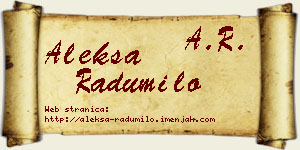 Aleksa Radumilo vizit kartica